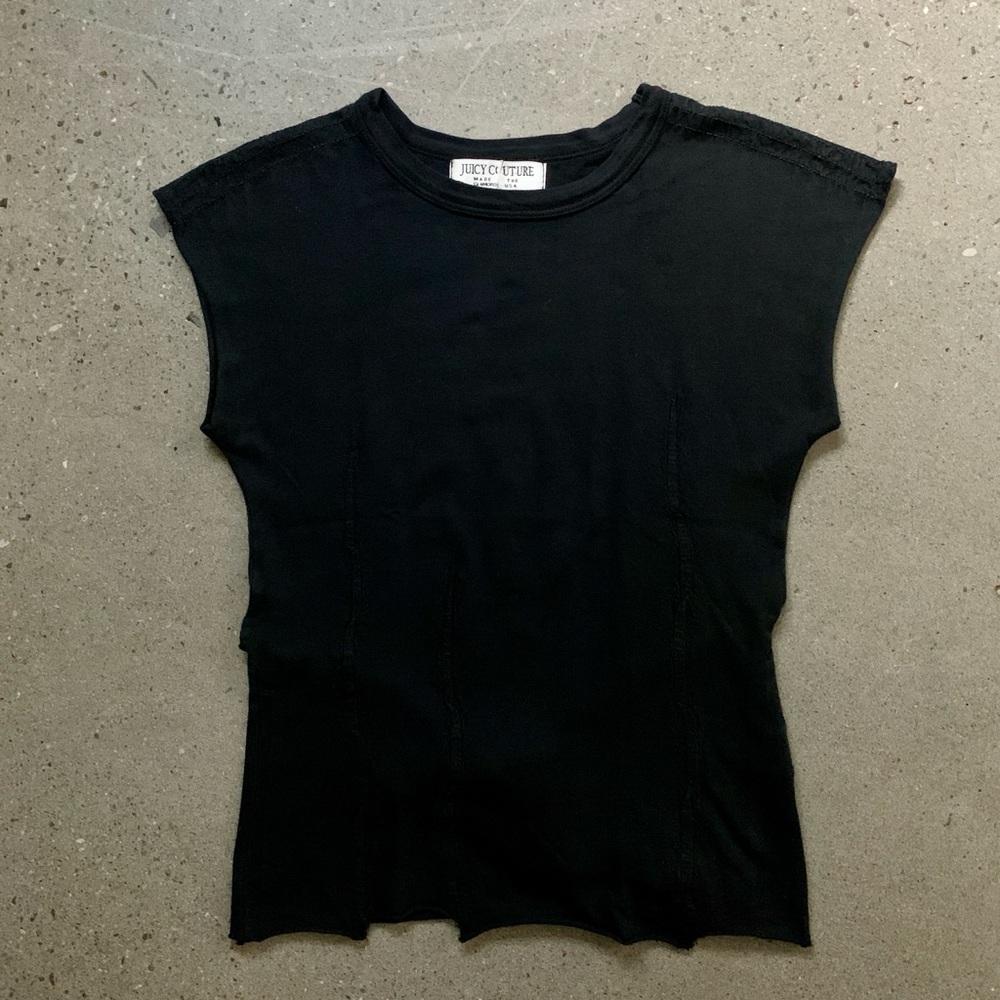 Juicy Couture Black Fitted Cap Sleeve Muscle Tee